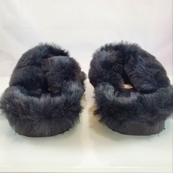 NWT$100 Apparis Black Faux Fur Biba Noir Slides Slip-on Slippers Sz 9 - Picture 13 of 16